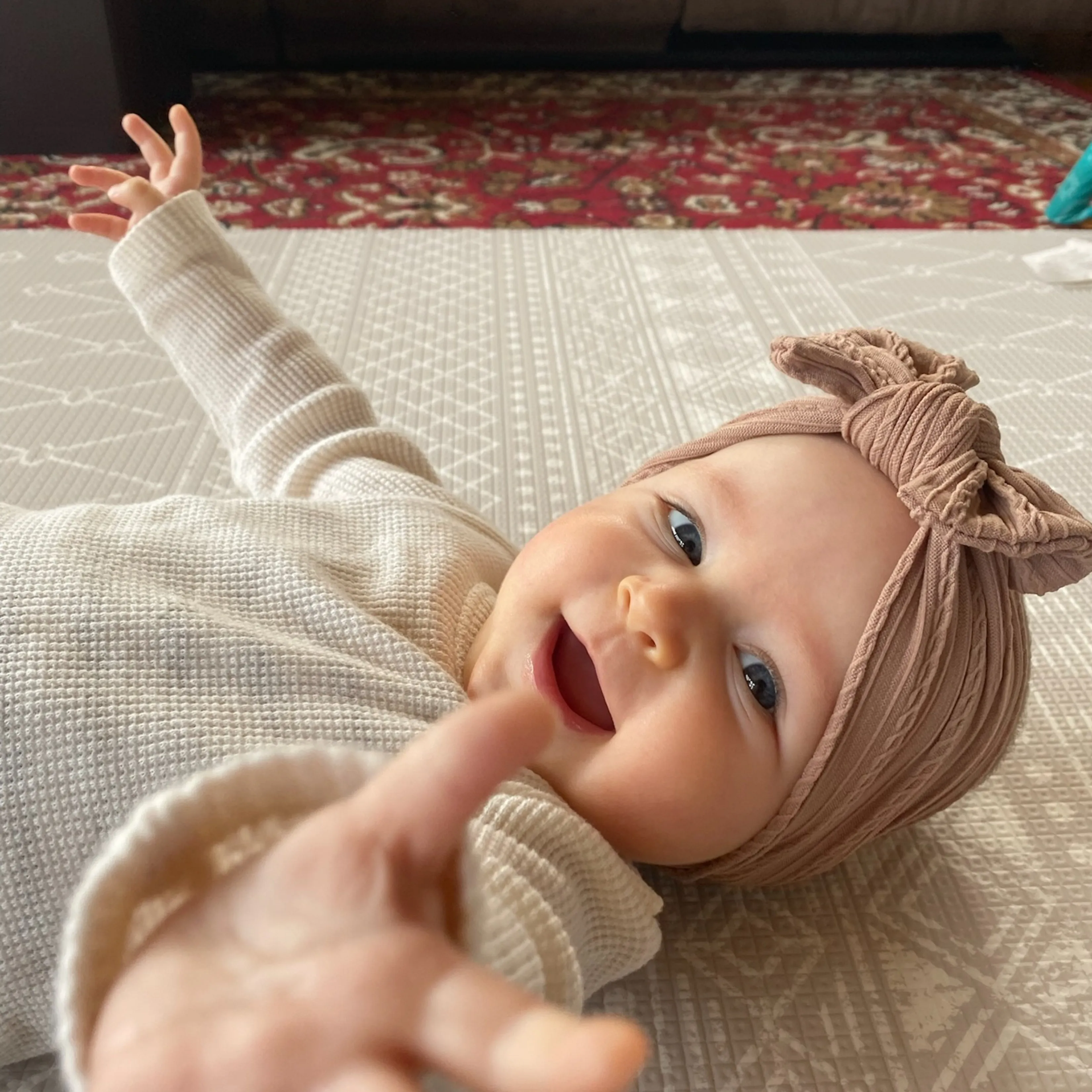 Baby Top Knot Single Bow Headband Coral