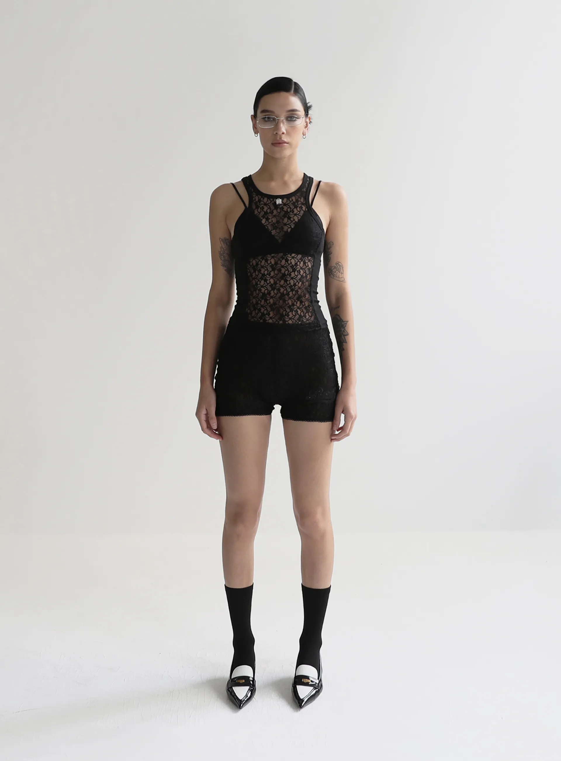 BADBLOOD  |Sleeveless Street Style Plain Lace Tanks & Camisoles