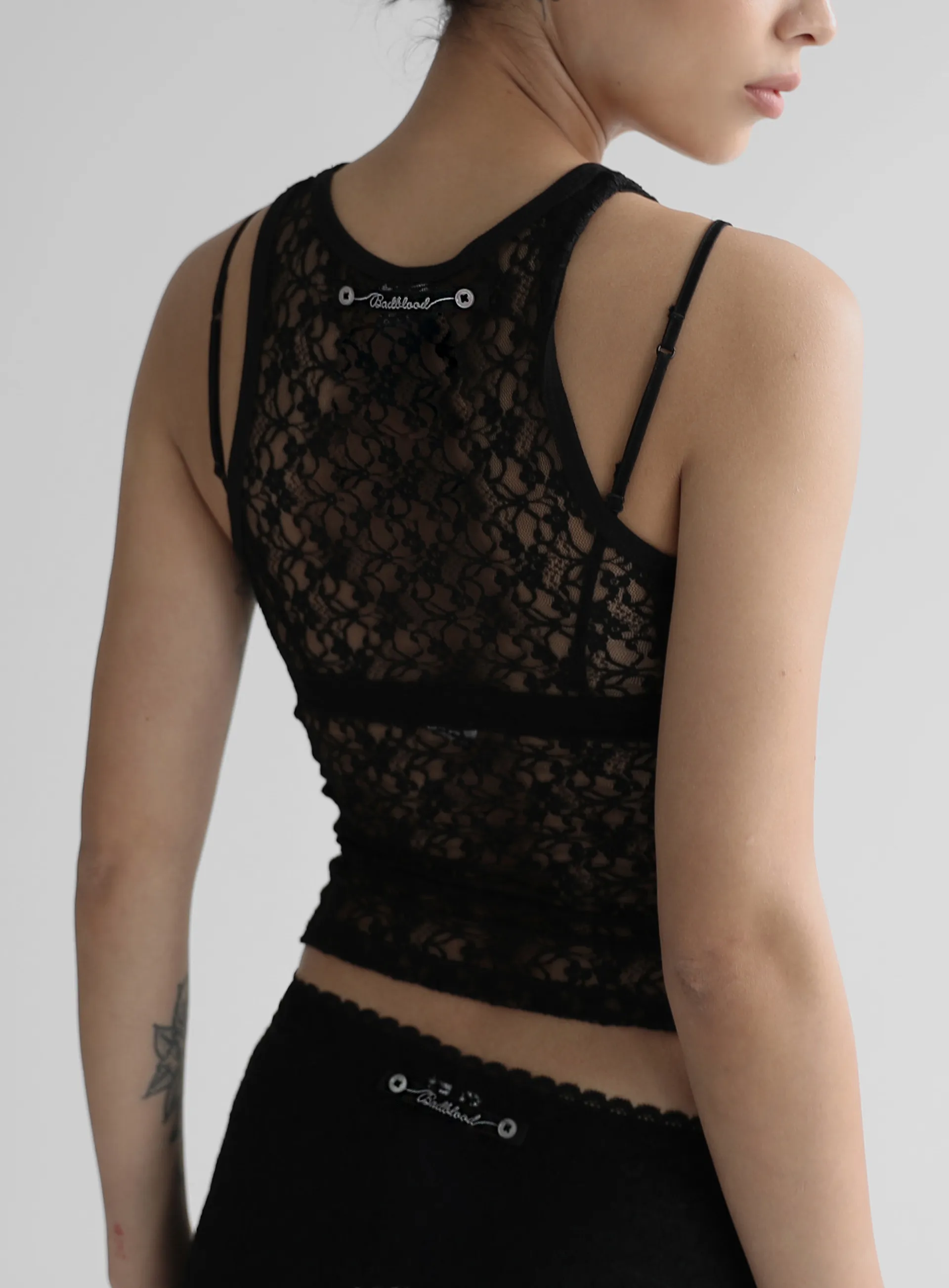 BADBLOOD  |Sleeveless Street Style Plain Lace Tanks & Camisoles