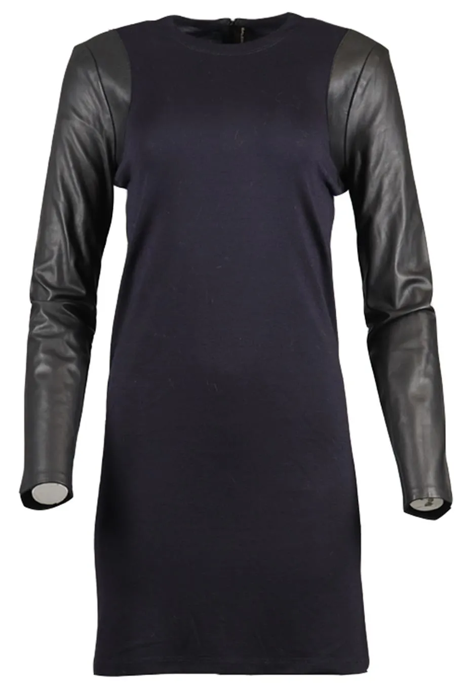 BALENCIAGA WOOL AND LEATHER MINI DRESS FR 38 UK 10