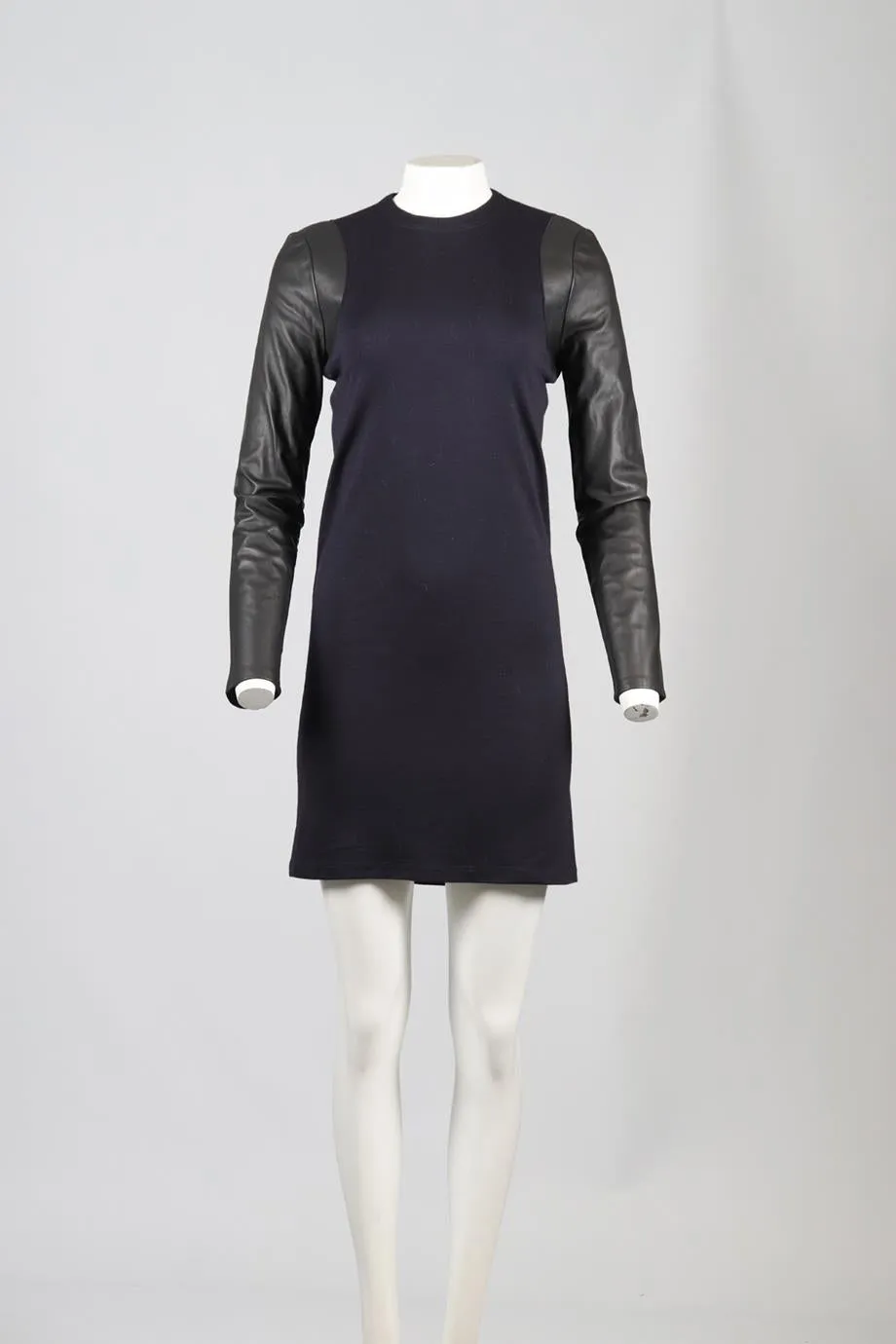 BALENCIAGA WOOL AND LEATHER MINI DRESS FR 38 UK 10