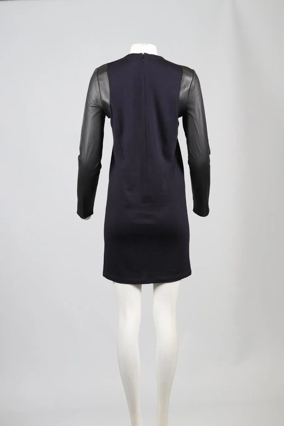 BALENCIAGA WOOL AND LEATHER MINI DRESS FR 38 UK 10