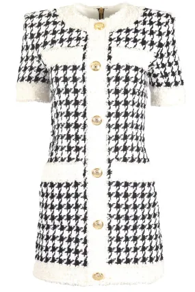 BALMAIN COTTON BLEND MINI DRESS FR 38 UK 10