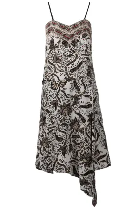 BARBARA BUI PRINTED SILK MIDI DRESS FR 38 UK 10