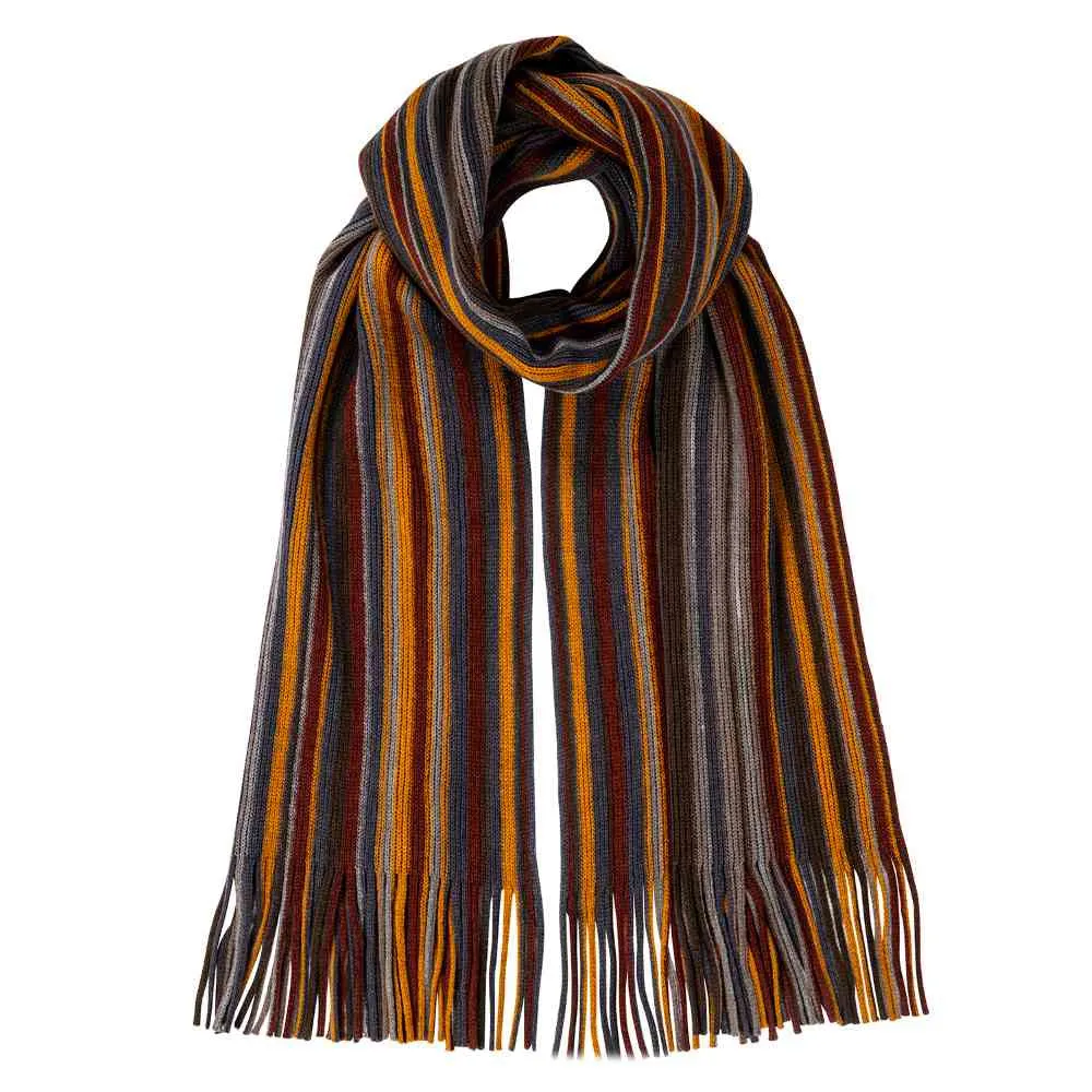 Boardmans Mens Cole Scarf Rust/Navy Multi Stripe