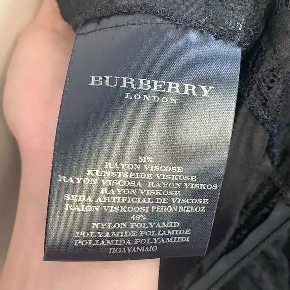 Burberry black lace with leather straps dress