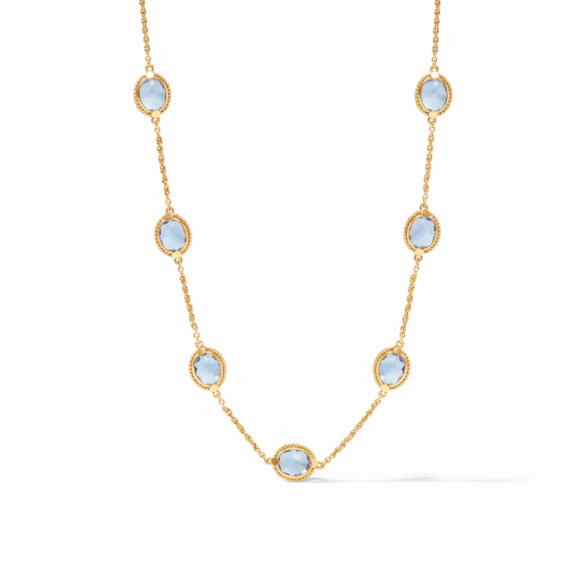 Calypso Delicate Station Necklace Gold Chalcedony Blue 17-18-19 Inches by Julie Vos