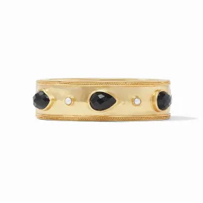 Cassis Statement Hinge Bangle Gold Obsidian Black w/ Pearl Accents by Julie Vos