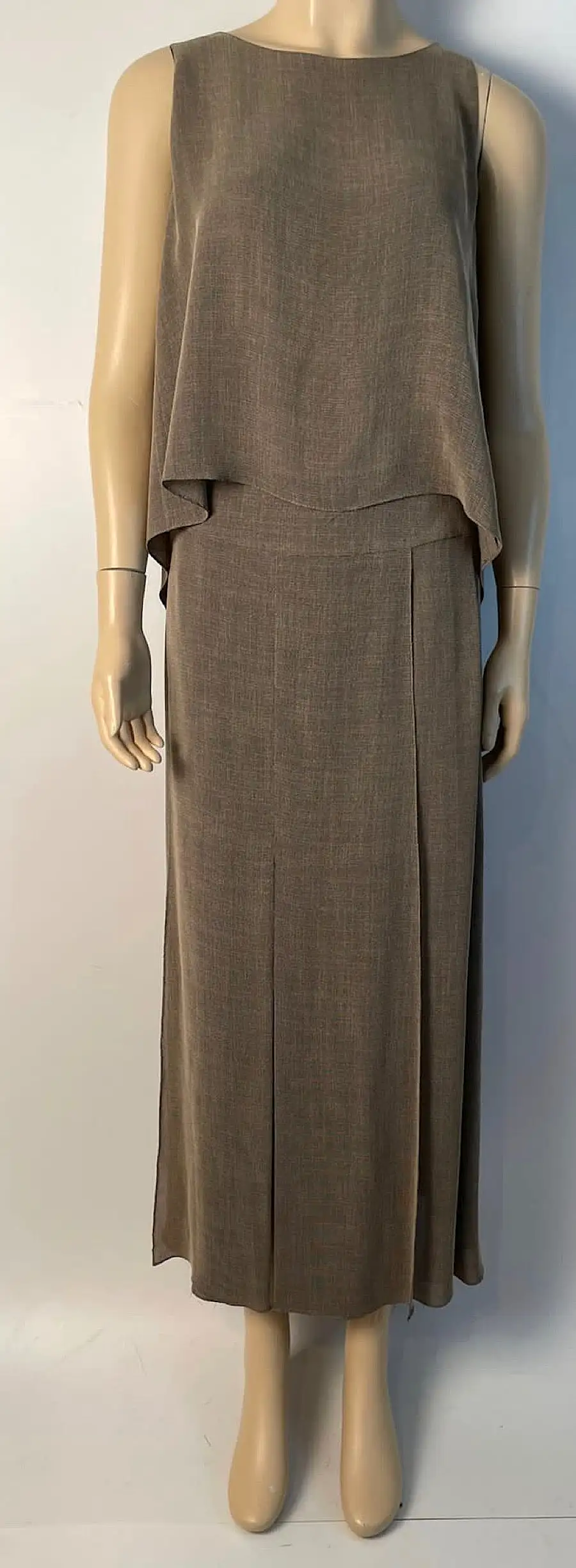 Chanel Vintage 99P 1999 Spring brown blouse long maxi skirt dress outfit set FR 38