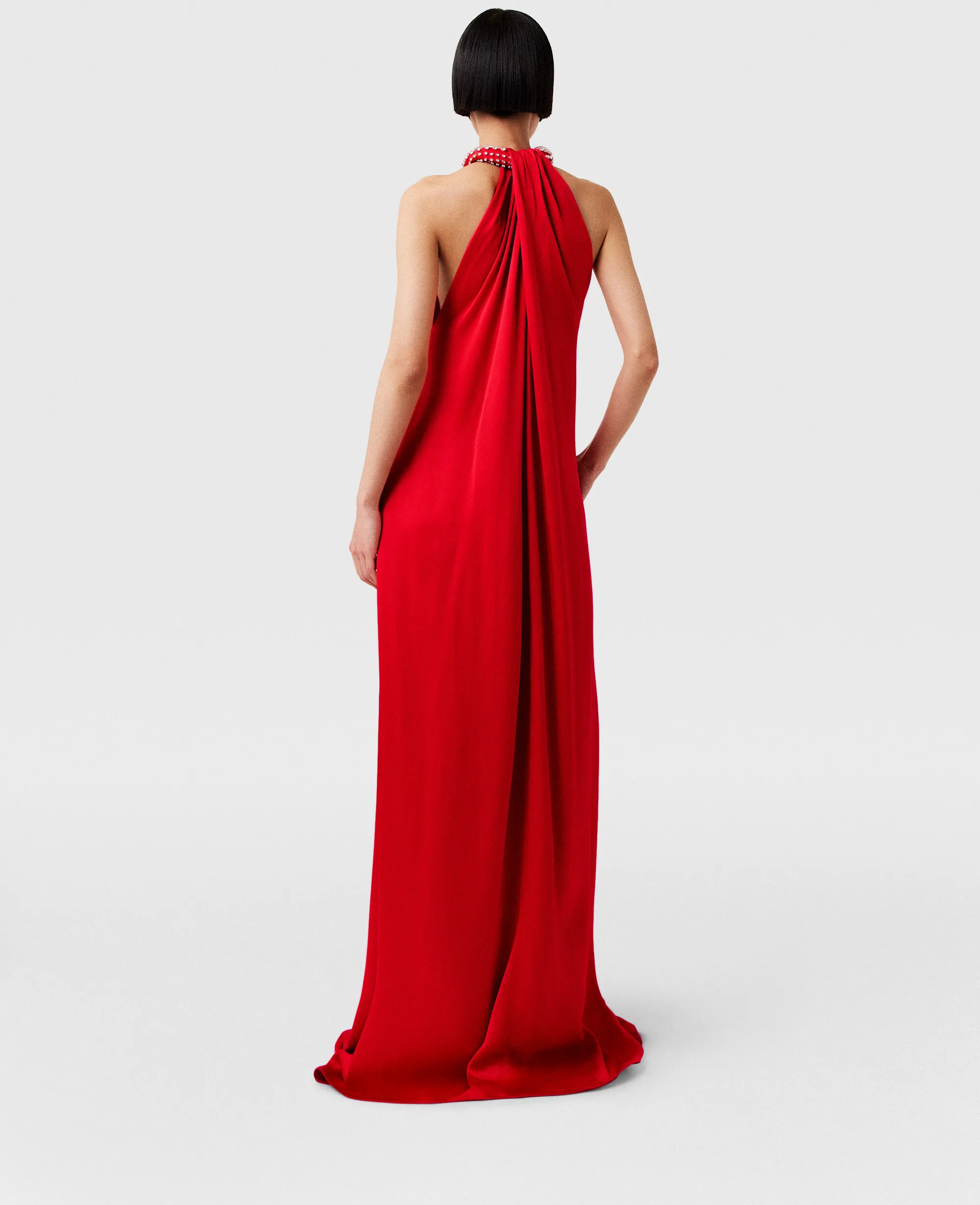 Crystal Halterneck Satin Maxi Dress