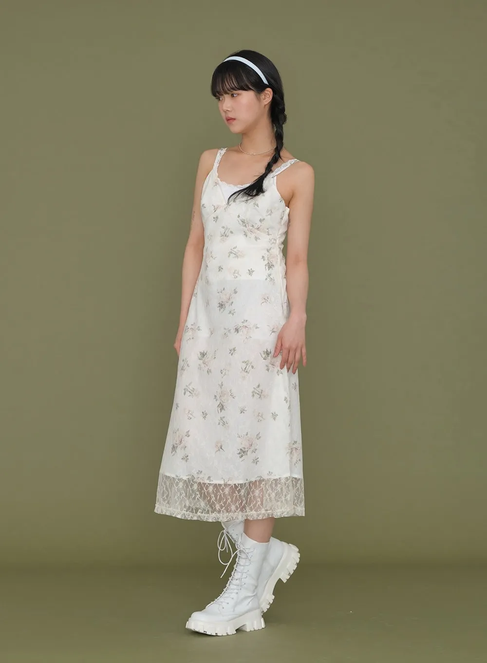 Double Flower Lace Maxi Sleeveless Dress