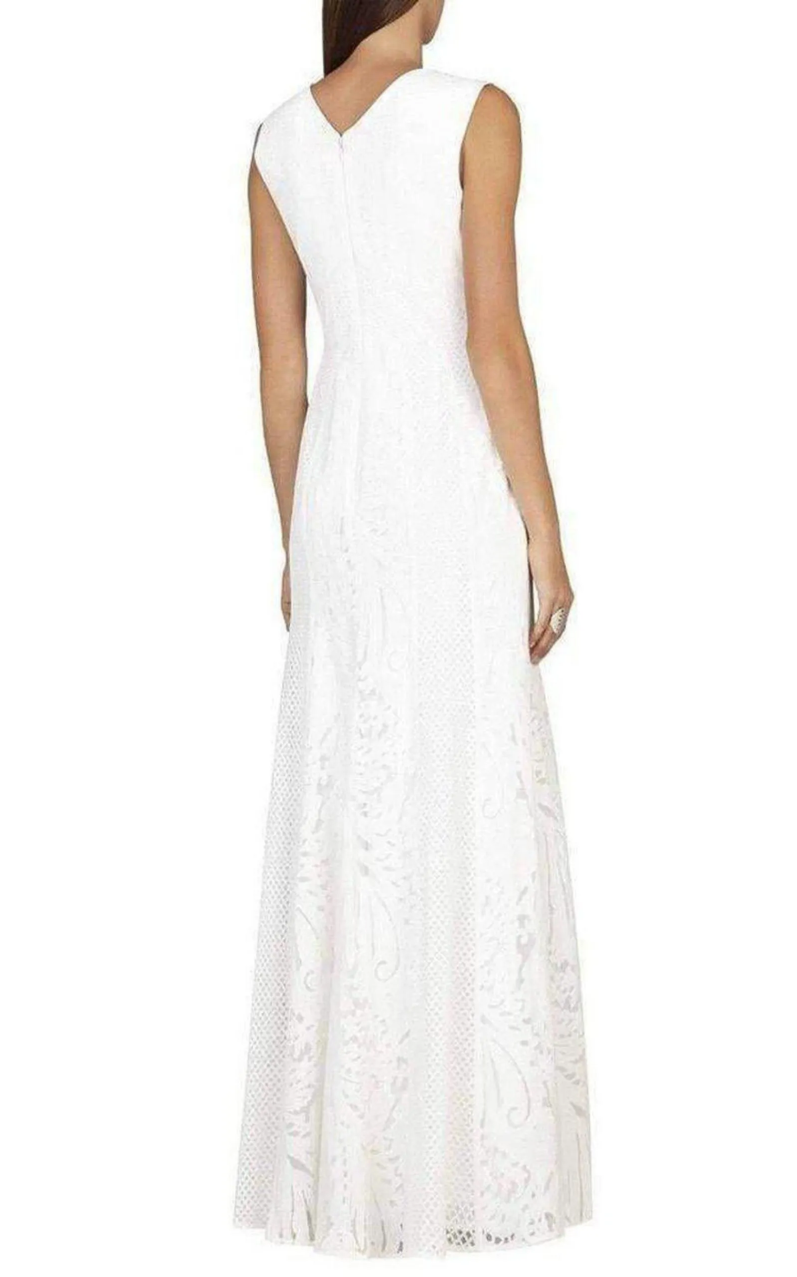 Elisia Sleeveless Lace Blocked Gown Dress