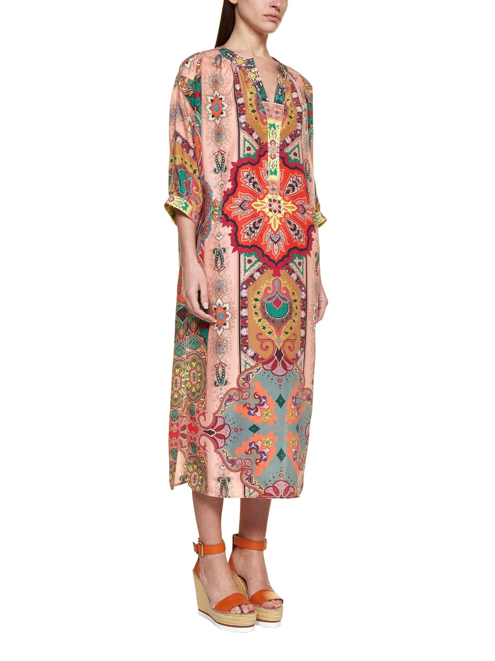 Etro V-Neck All-Over Printed Maxi Dress