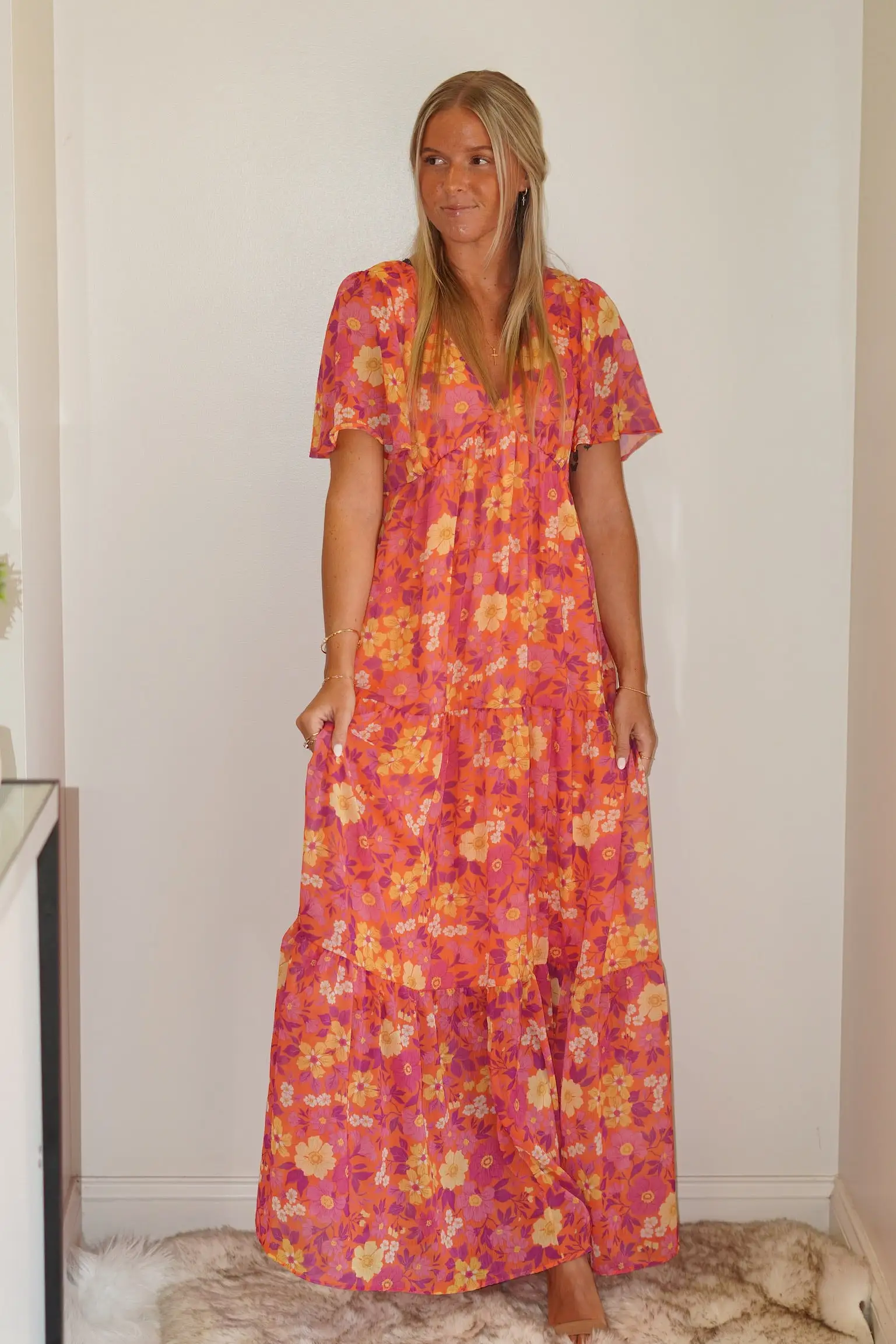 Farryn Flutter Sleeve Maxi Dress