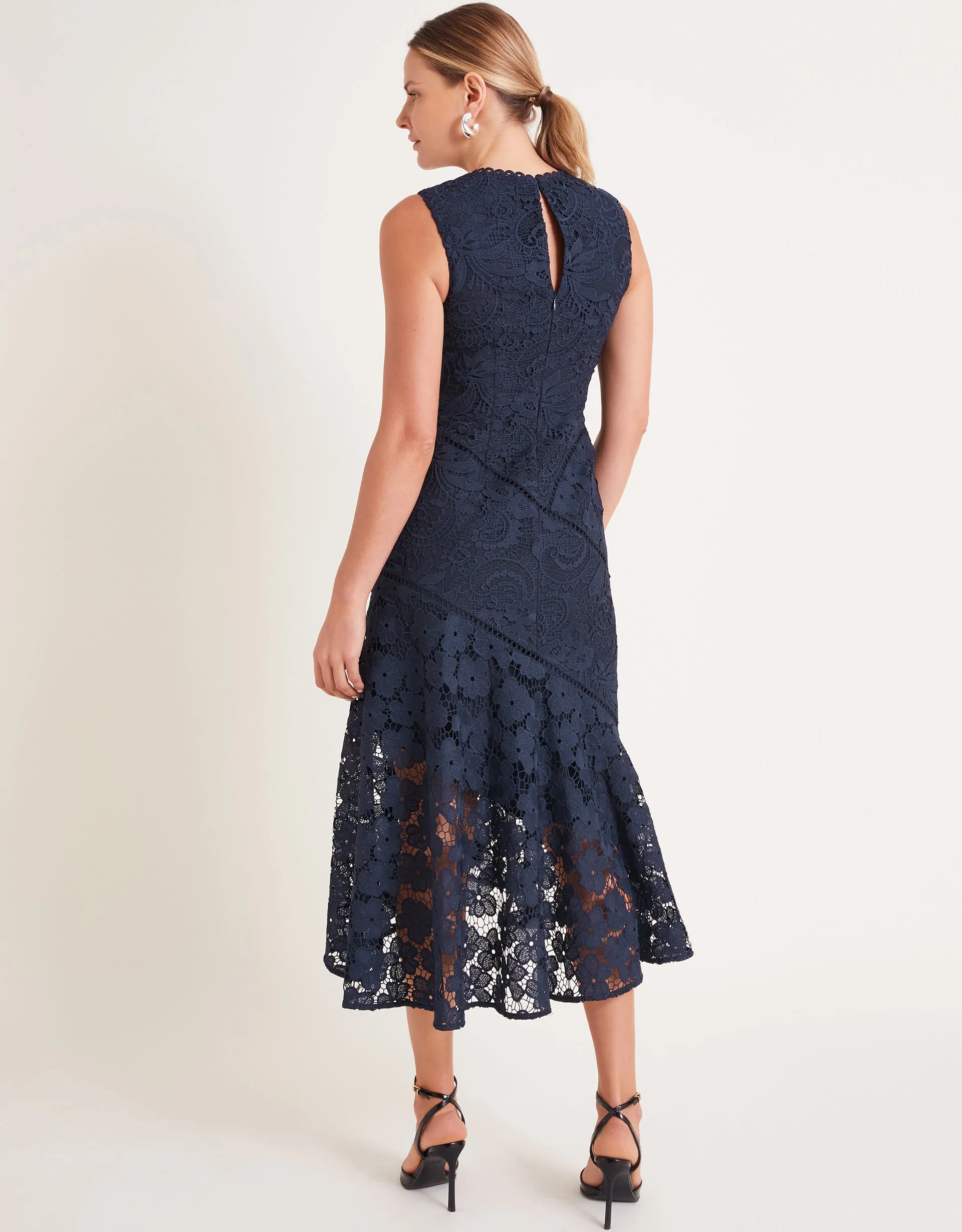 Gianna Sleeveless Lace Midi Dress Blue