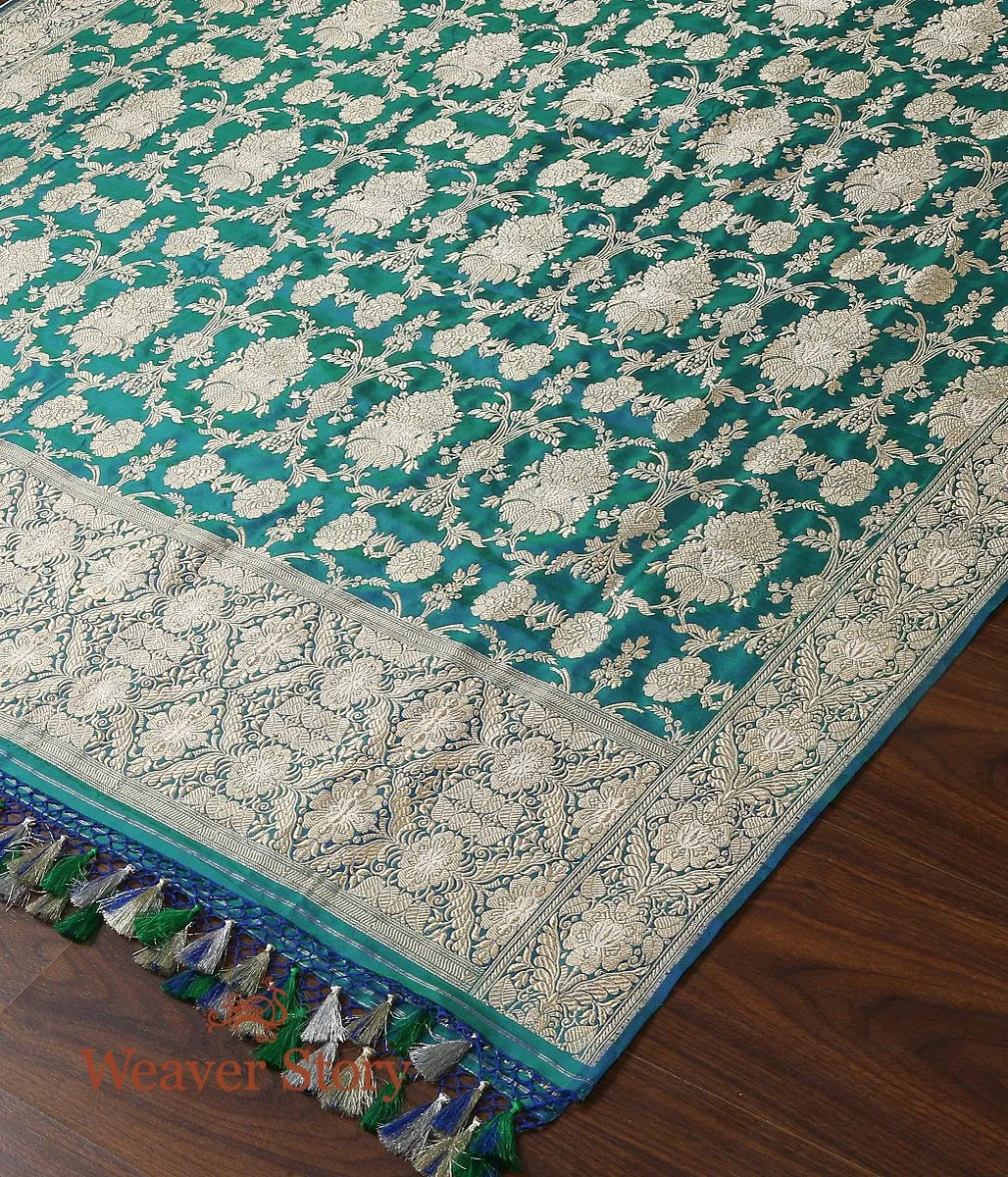 Handwoven Green Banarasi Jangla Dupatta