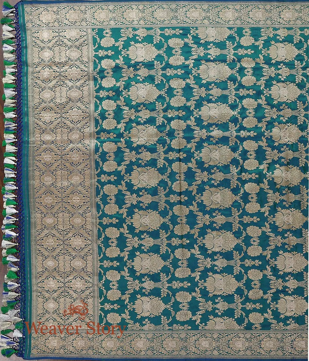 Handwoven Green Banarasi Jangla Dupatta