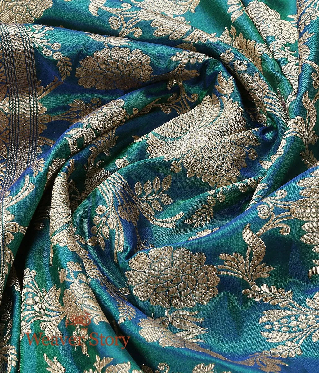 Handwoven Green Banarasi Jangla Dupatta