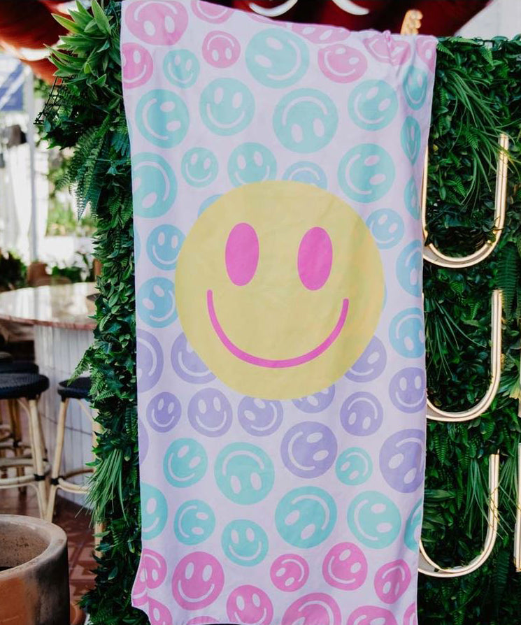 Happy Face Quick Dry Towel - Pastel