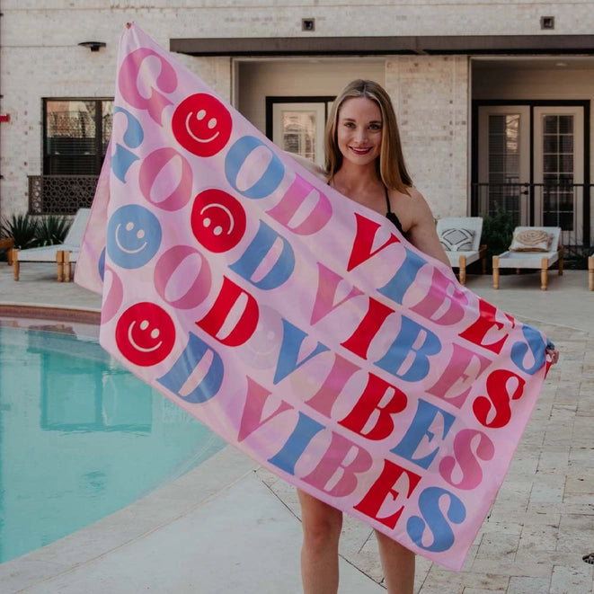 Happy Good Vibes Beach Quick Dry Towel