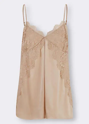 Heine Sleeveless Lace Silk Blend Cami Top | Grattan