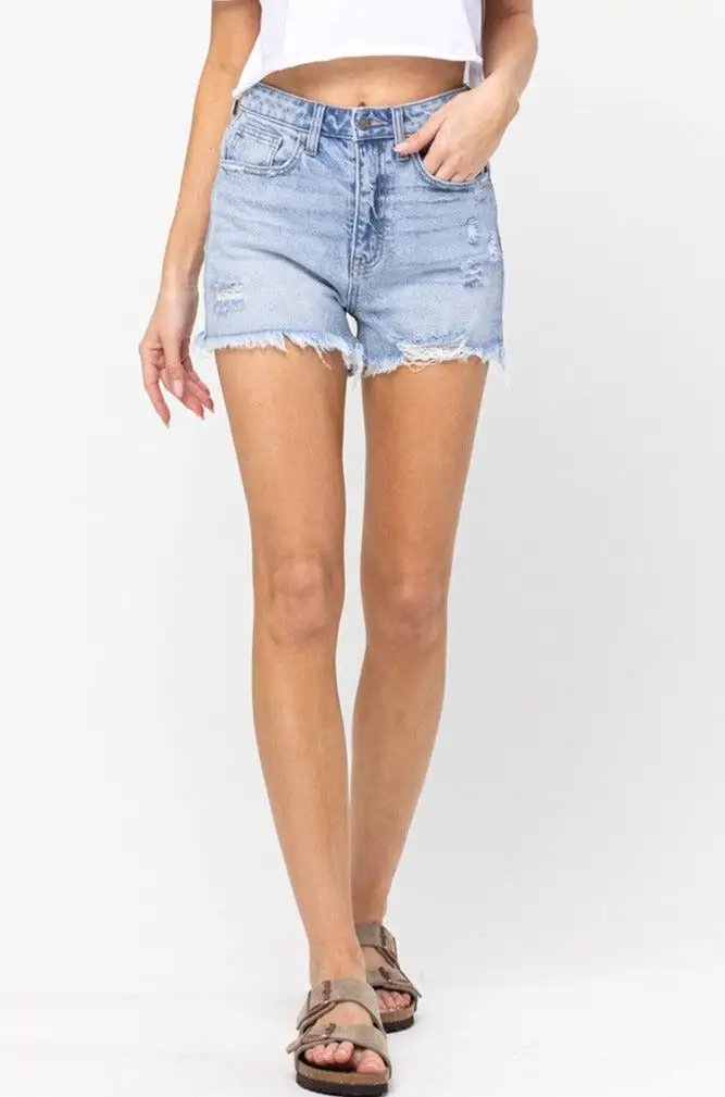 High Rise Frayed Short