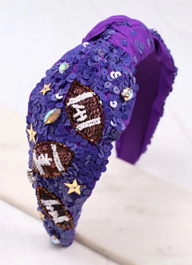 Interception Football Sequin Headband PURPLE