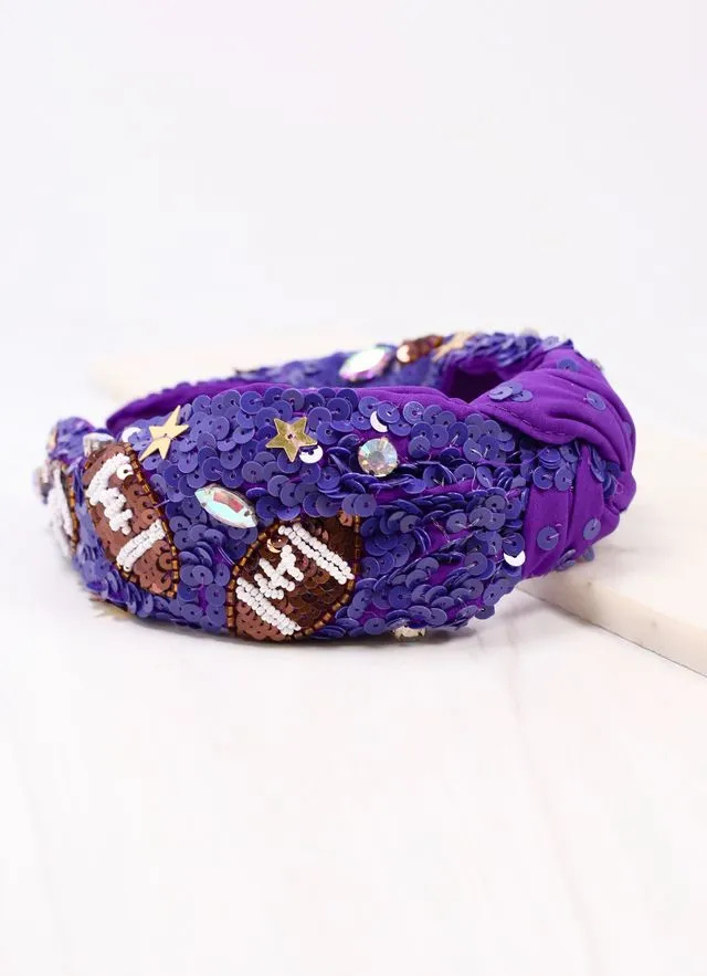 Interception Football Sequin Headband PURPLE