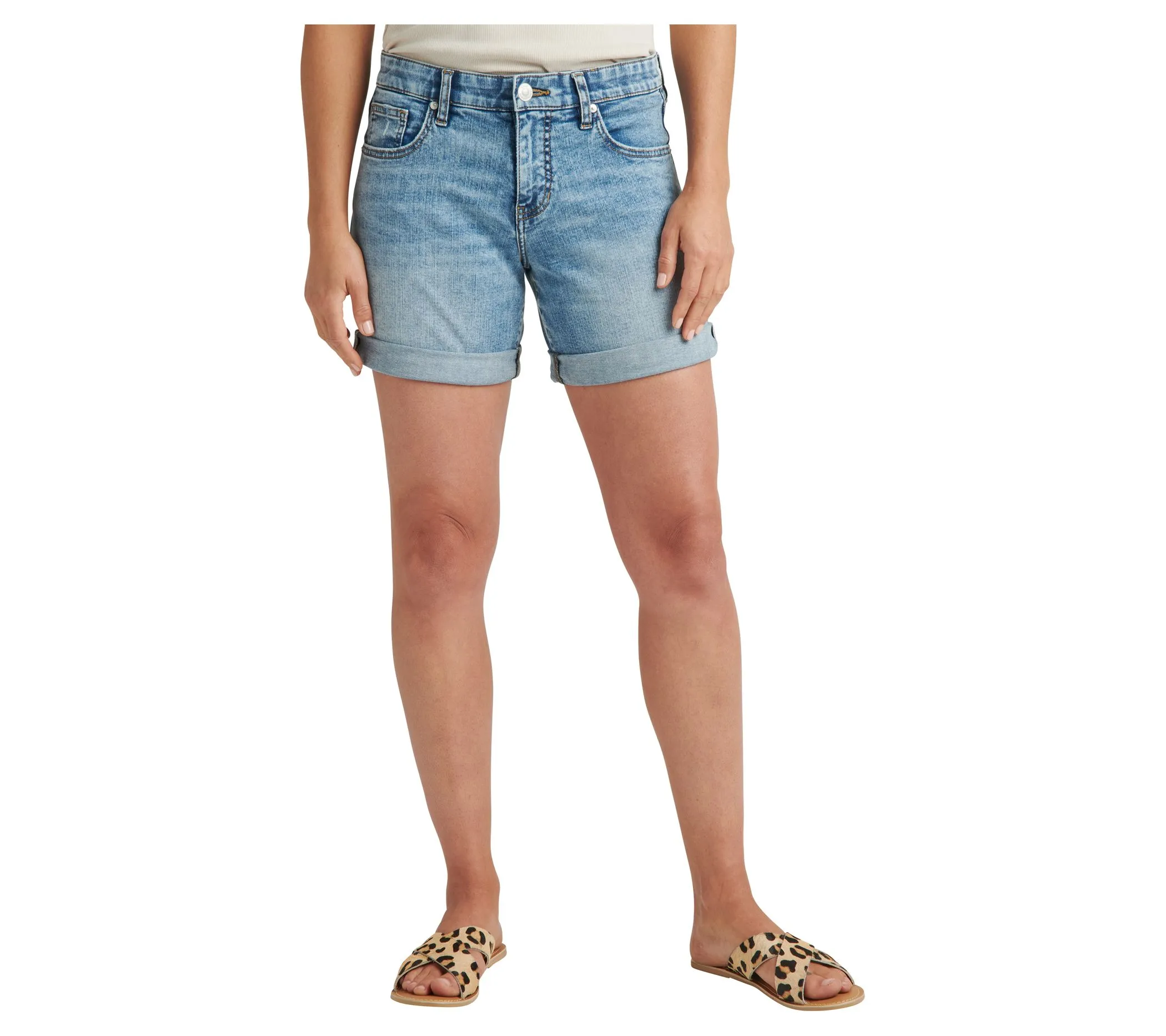 JAG Alex Mid Rise Boyfriend Short-Resort Blue