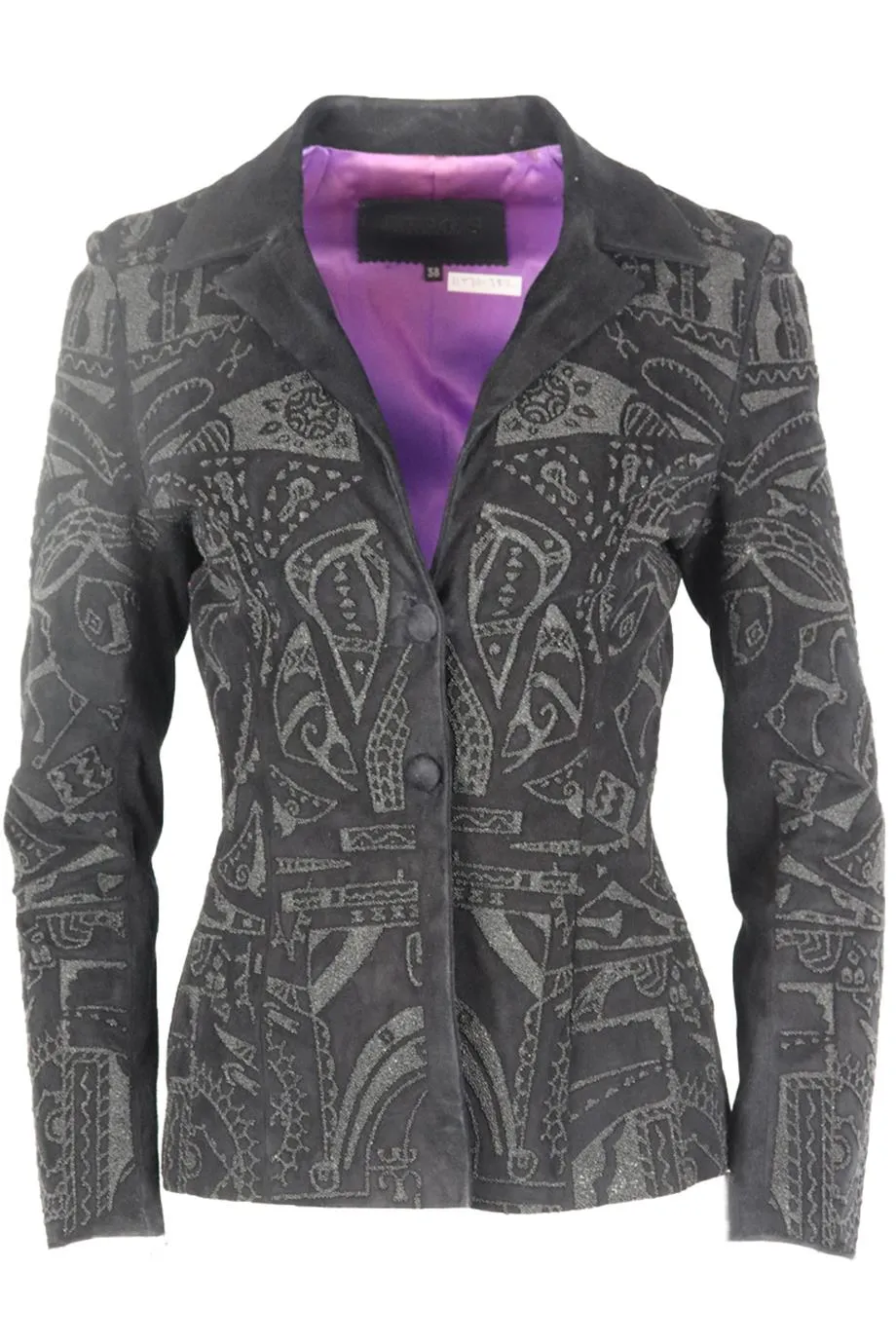 JITROIS VINTAGE EMBELLISHED SUEDE BLAZER FR 38 UK 10