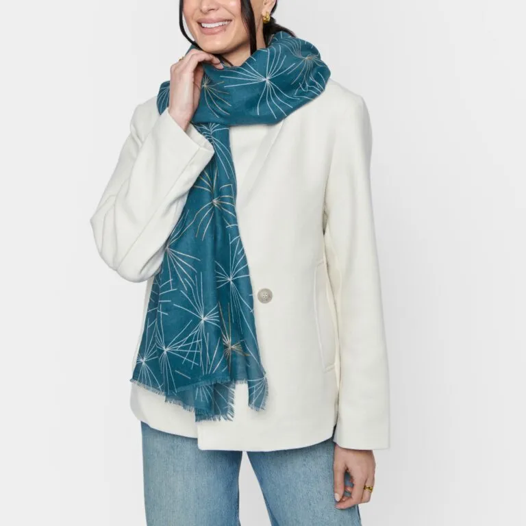 Katie Loxton Teal Starburst Printed Foil Scarf