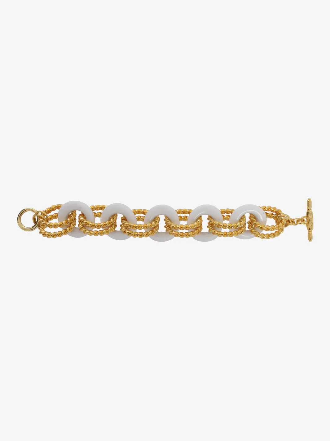 Kenneth Jay Lane Gold And White Link Bracelet