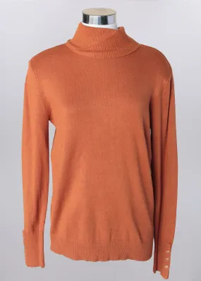 KEREN HART, LTD SWEATER *MISSY* PUMPKIN TURTLENECK SOLID LS