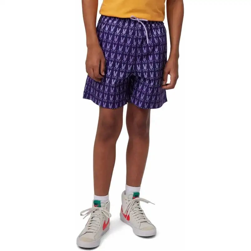 Kids Psycho Bunny Barker All Over Print Swim Trunk (Purple) B0W151Y1PO