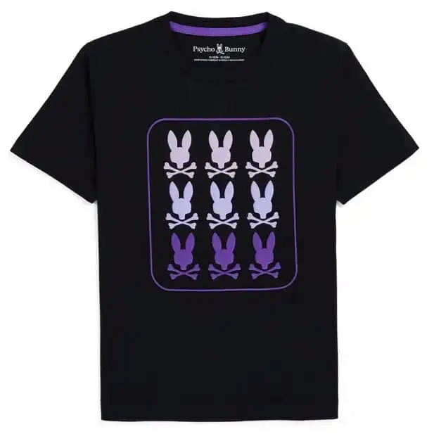 Kids Psycho Bunny Barker Graphic Tee (Black) B0U141Y1PC