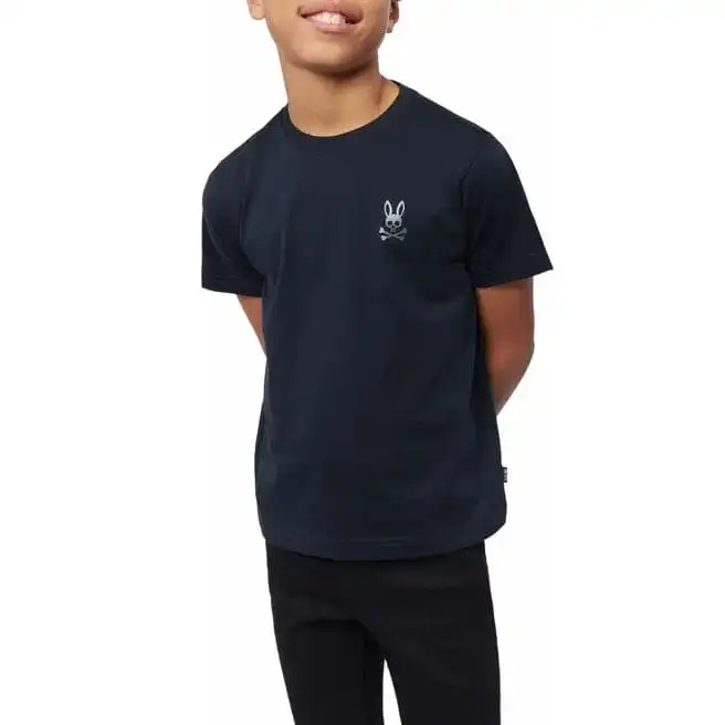 Kids Psycho Bunny Crosby Graphic Tee (Navy) B0U104Y1PC