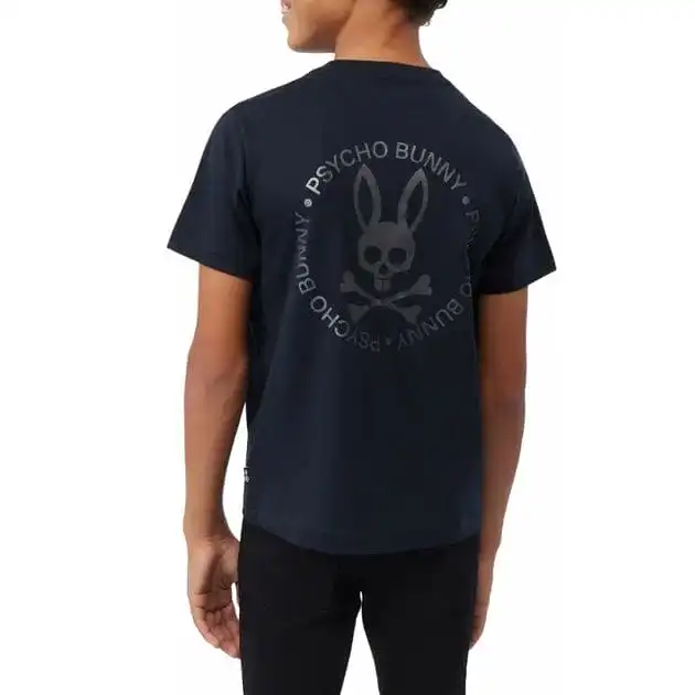 Kids Psycho Bunny Crosby Graphic Tee (Navy) B0U104Y1PC