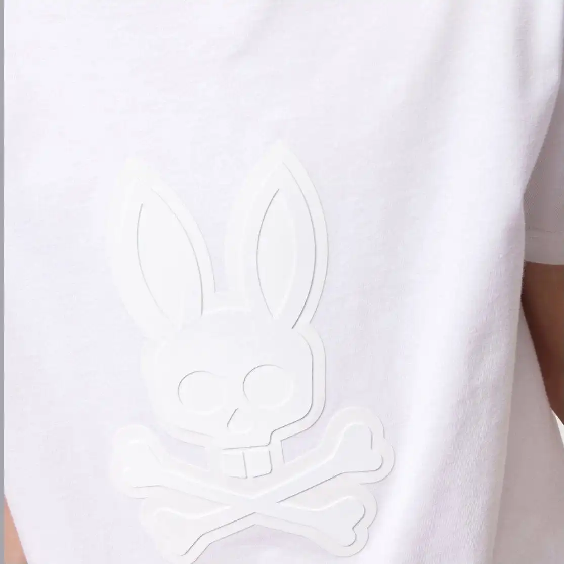 Kids Psycho Bunny Damon Graphic Tee (White) B0U900Y1PC