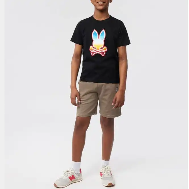 Kids Psycho Bunny Guy Graphic Tee (Black) B0U107Y1PC