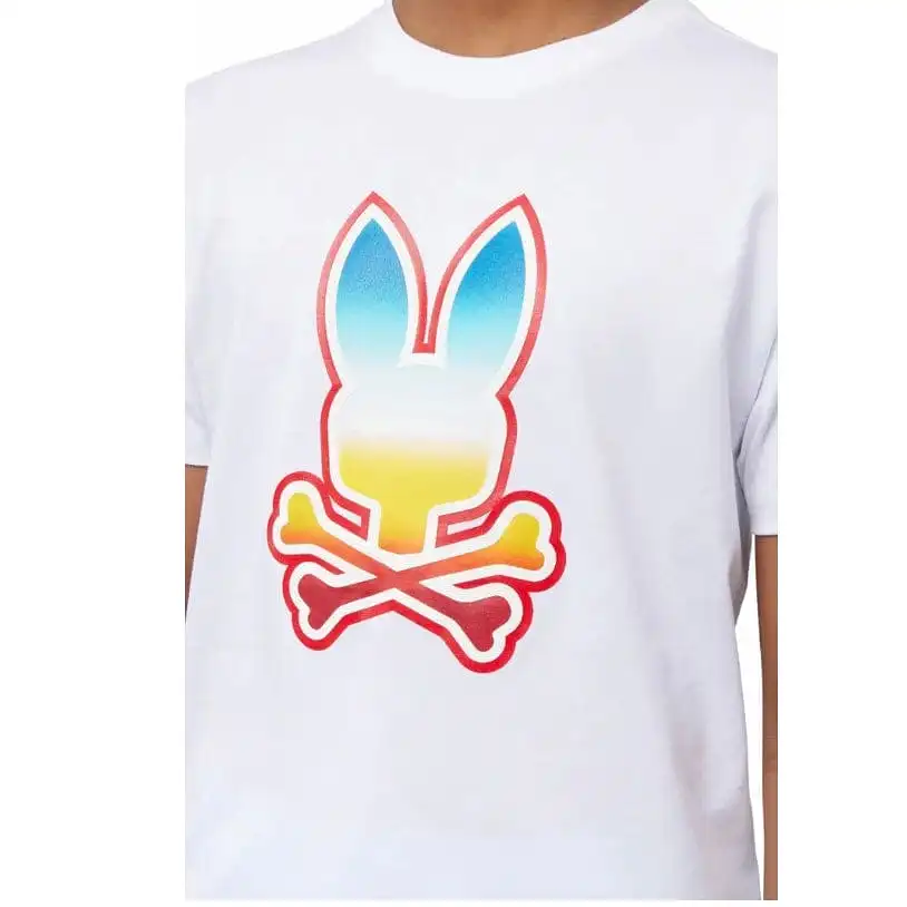 Kids Psycho Bunny Guy Graphic Tee (White) B0U107Y1PC