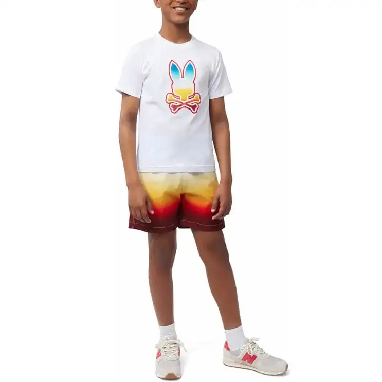 Kids Psycho Bunny Guy Graphic Tee (White) B0U107Y1PC