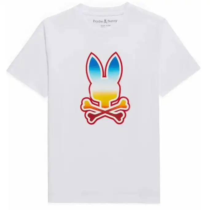 Kids Psycho Bunny Guy Graphic Tee (White) B0U107Y1PC