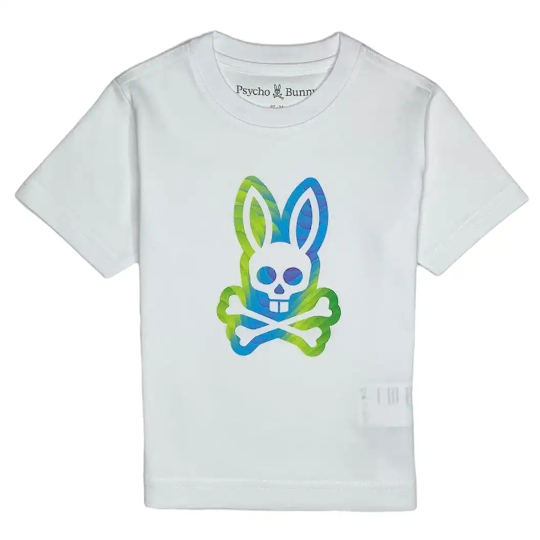 Kids Psycho Bunny Montgomery Graphic Tee (White) B0U948Y1PC