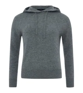 KKS STUDIOS Kurz Hoody Damen Kapuzen-Pullover aus 100% Kaschmir Sweater 7079 Dunkelgrau