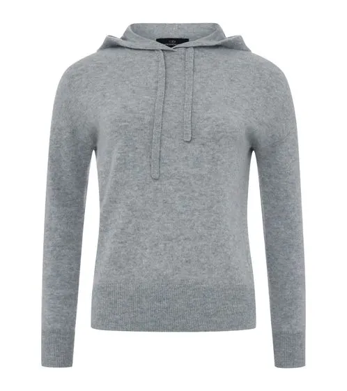 KKS STUDIOS Kurz Hoody Damen Kapuzen-Pullover aus 100% Kaschmir Sweater 7079 Hellgrau