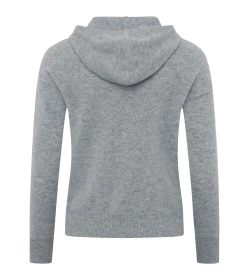 KKS STUDIOS Kurz Hoody Damen Kapuzen-Pullover aus 100% Kaschmir Sweater 7079 Hellgrau