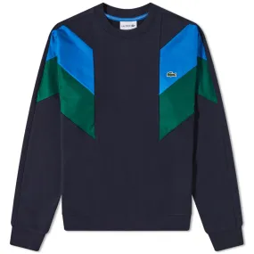 Lacoste Chevron Colour Block Crew SweatBlack & Ultramarine