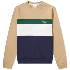 Lacoste Colour Block Logo Crew SweatNavy & Biege