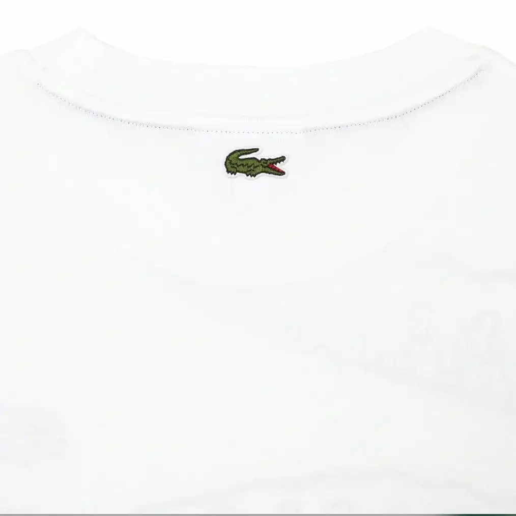 Lacoste Crew Neck Loose Fit Crocodile Print T Shirt (White) TH5511-51