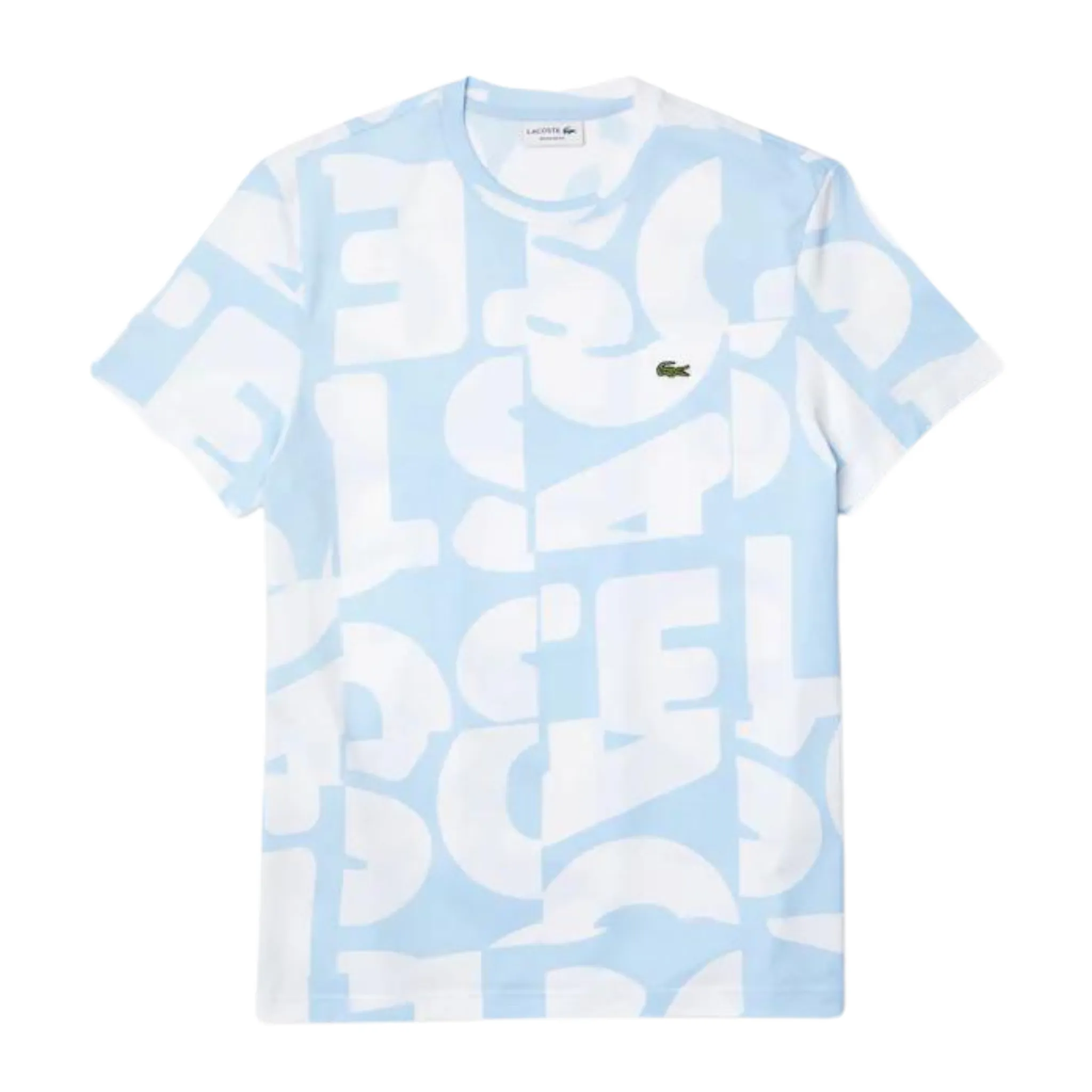 Lacoste Heritage Graphic Print Crew Neck Cotton T-Shirt (Sky Blue)